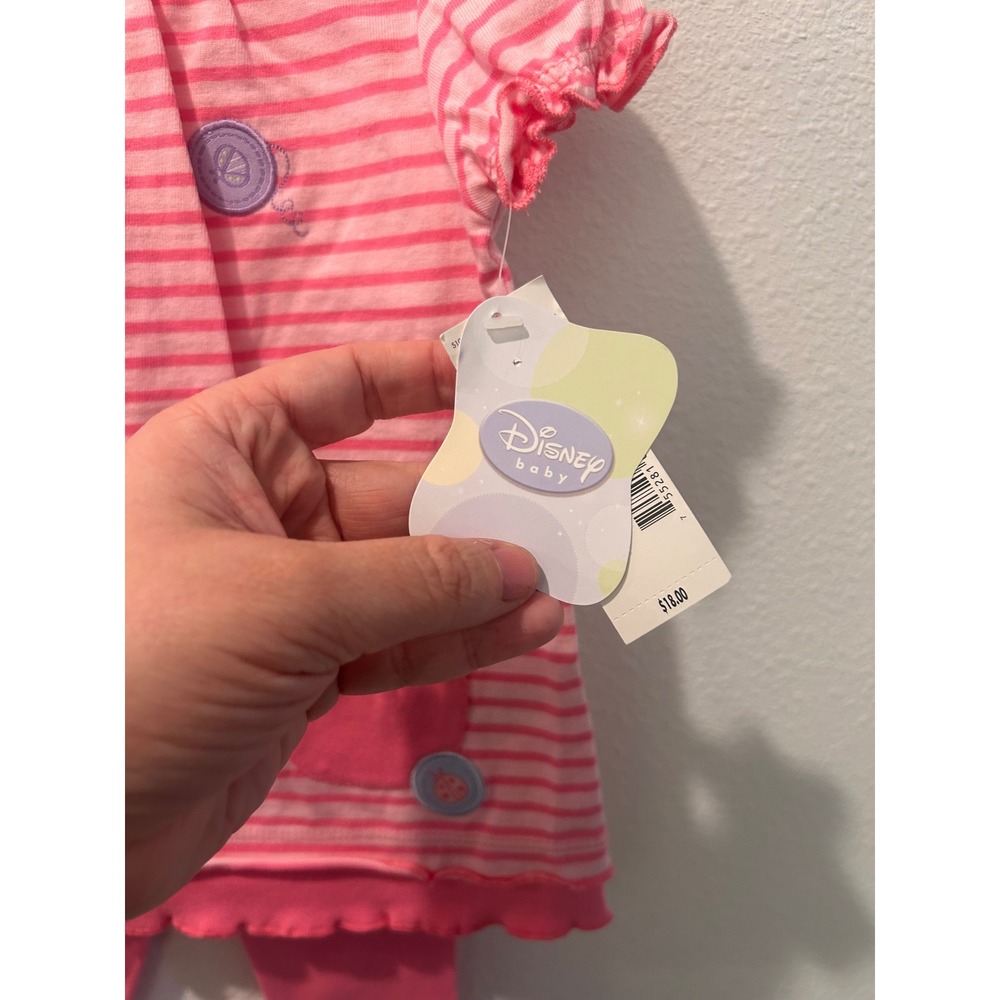 Vintage Disney Baby Eeyore Pink Striped Tunic and Leggings Set Girls 3-6M NWT - Picture 4 of 7